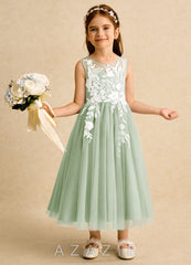 Azazie Sundae Dusty Sage Ball-Gown Lace Dress