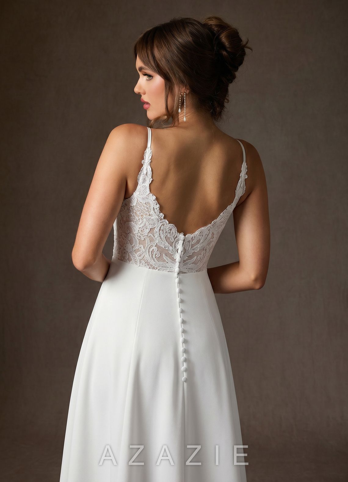 Azazie Xena Diamond White A-Line Stretch Crepe Dress