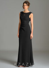 Azazie Kieryn Black Mermaid Pleated Chiffon Dress black