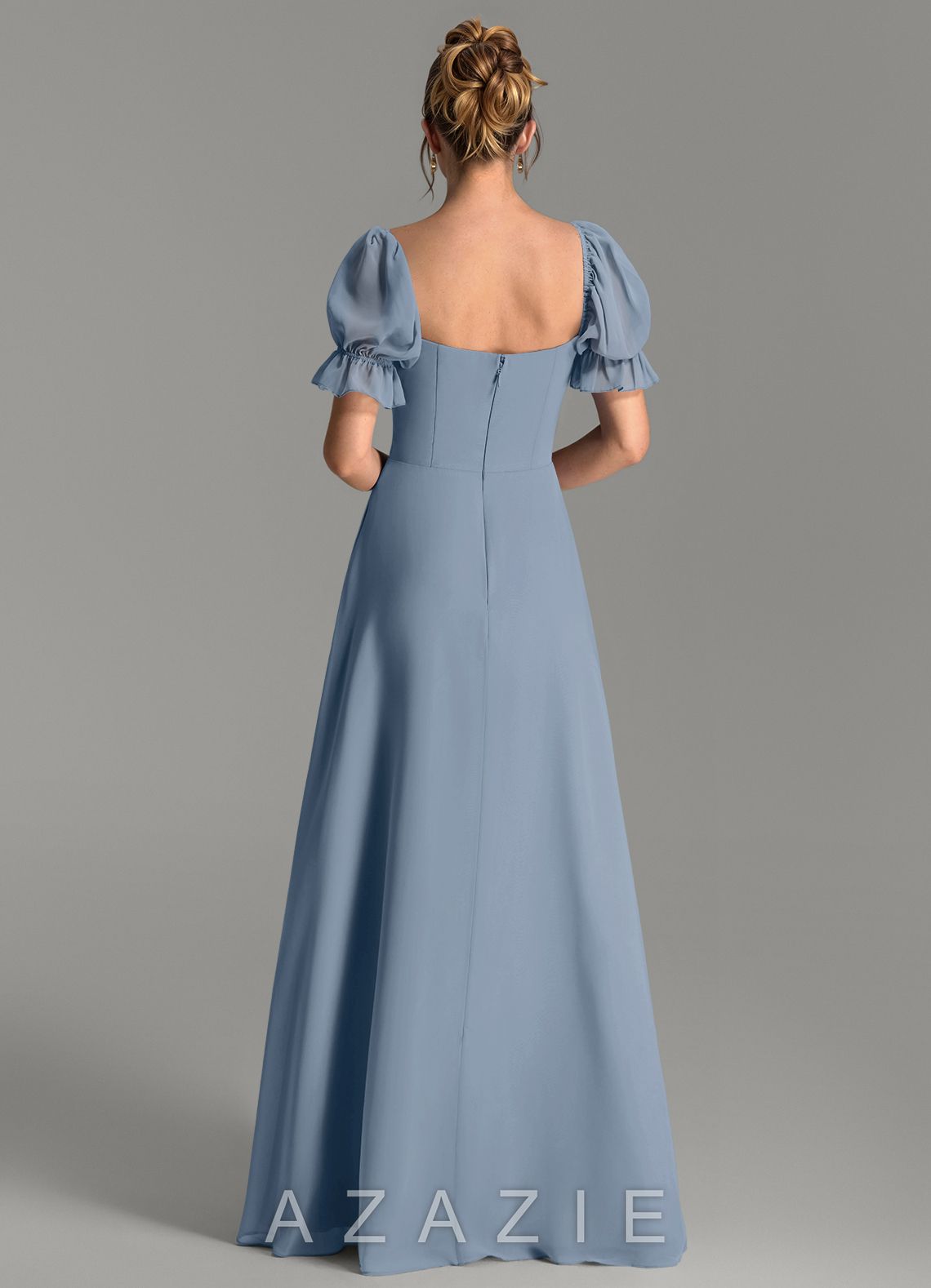 Azazie Jaden Dusty Blue A-Line with Pockets Chiffon Dress dusty_blue