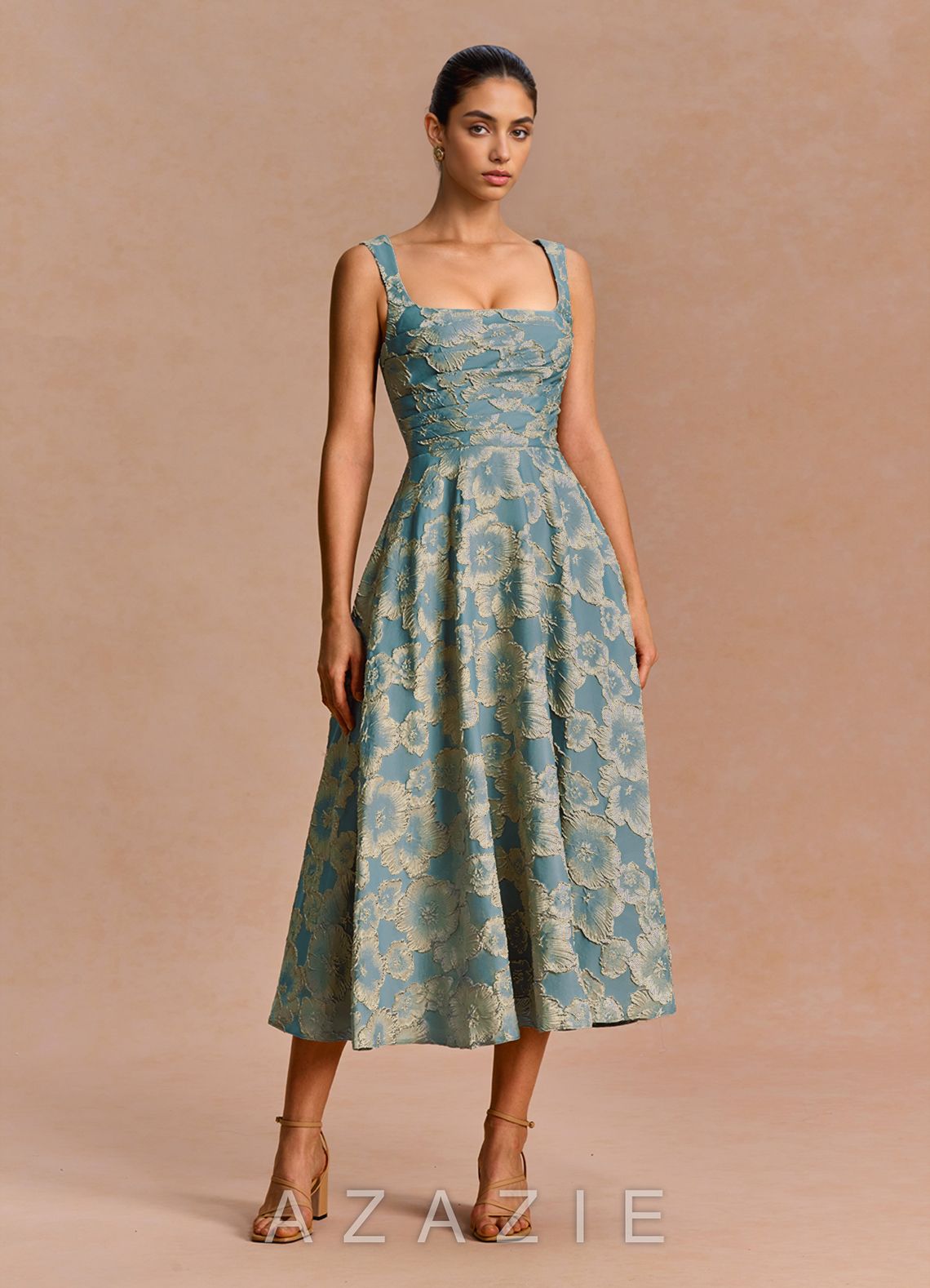 Azaria {color} Midi Dress  sp_lake_blue_#lb134070