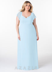 Azazie Syenna Sky Blue A-Line Ruched Chiffon Dress sky_blue