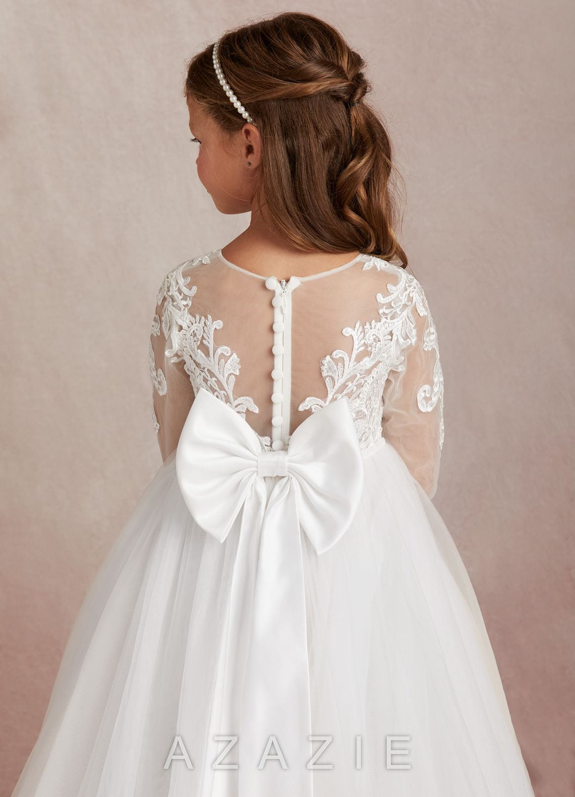Azazie Elodie Ivory Ball-Gown Lace Dress ivory