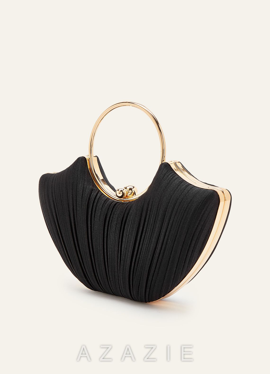 Satin Pleated Fan-Shaped Handbag