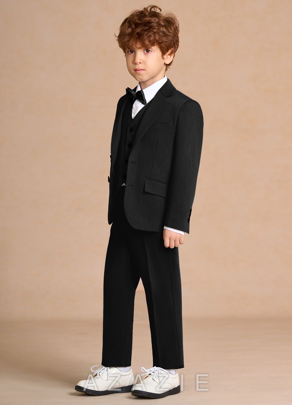 Oliver Black Boys 5-Piece Suit With Bow Tie