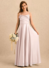 Azazie Gracie Girls Formal Blushing Pink A-Line Sweetheart Neckline Stretch Satin Dress