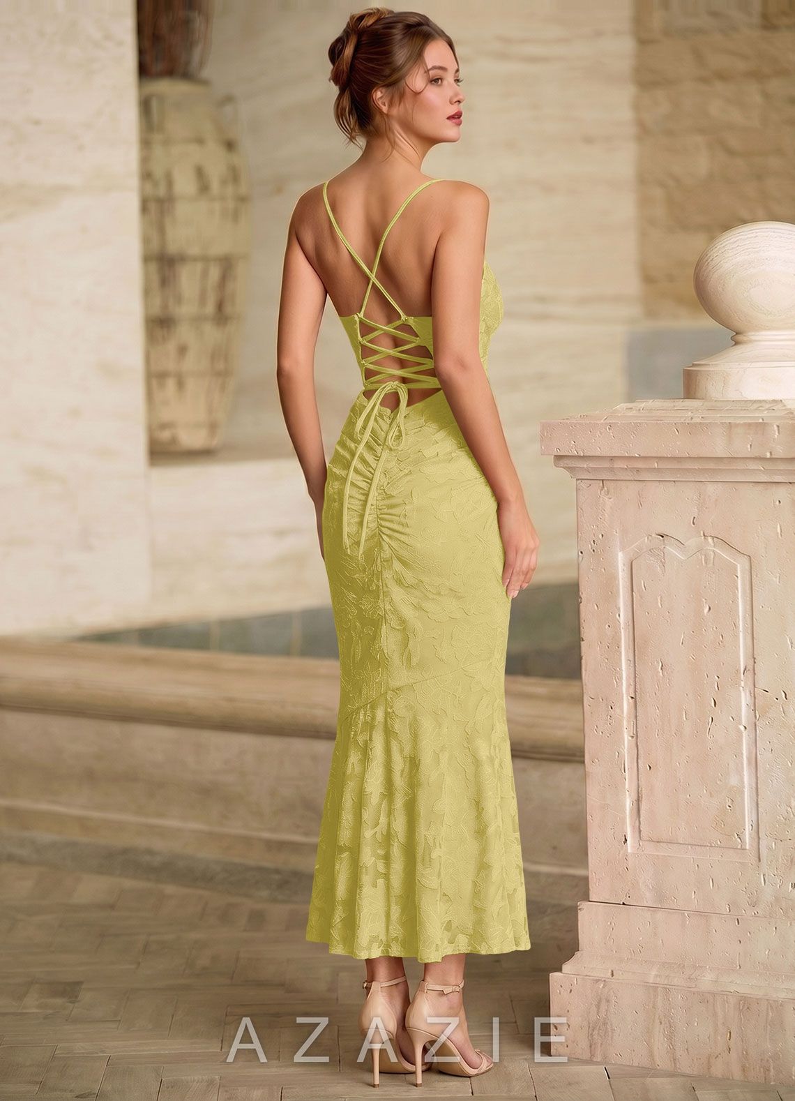 Ladow Pastel Yellow Jacquard Wedding Guest