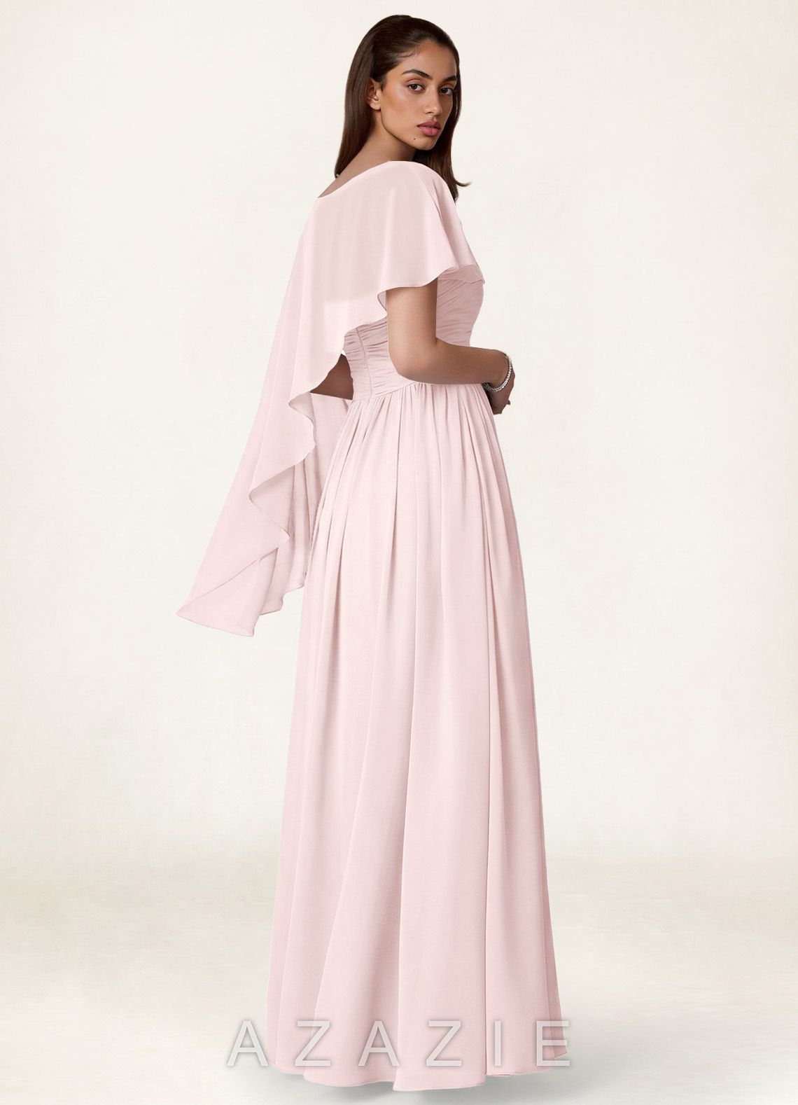 Azazie Matching Color Floral Sheer Chiffon Cape