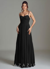 Azazie Catie Black A-Line Sweetheart Neckline Chiffon Dress