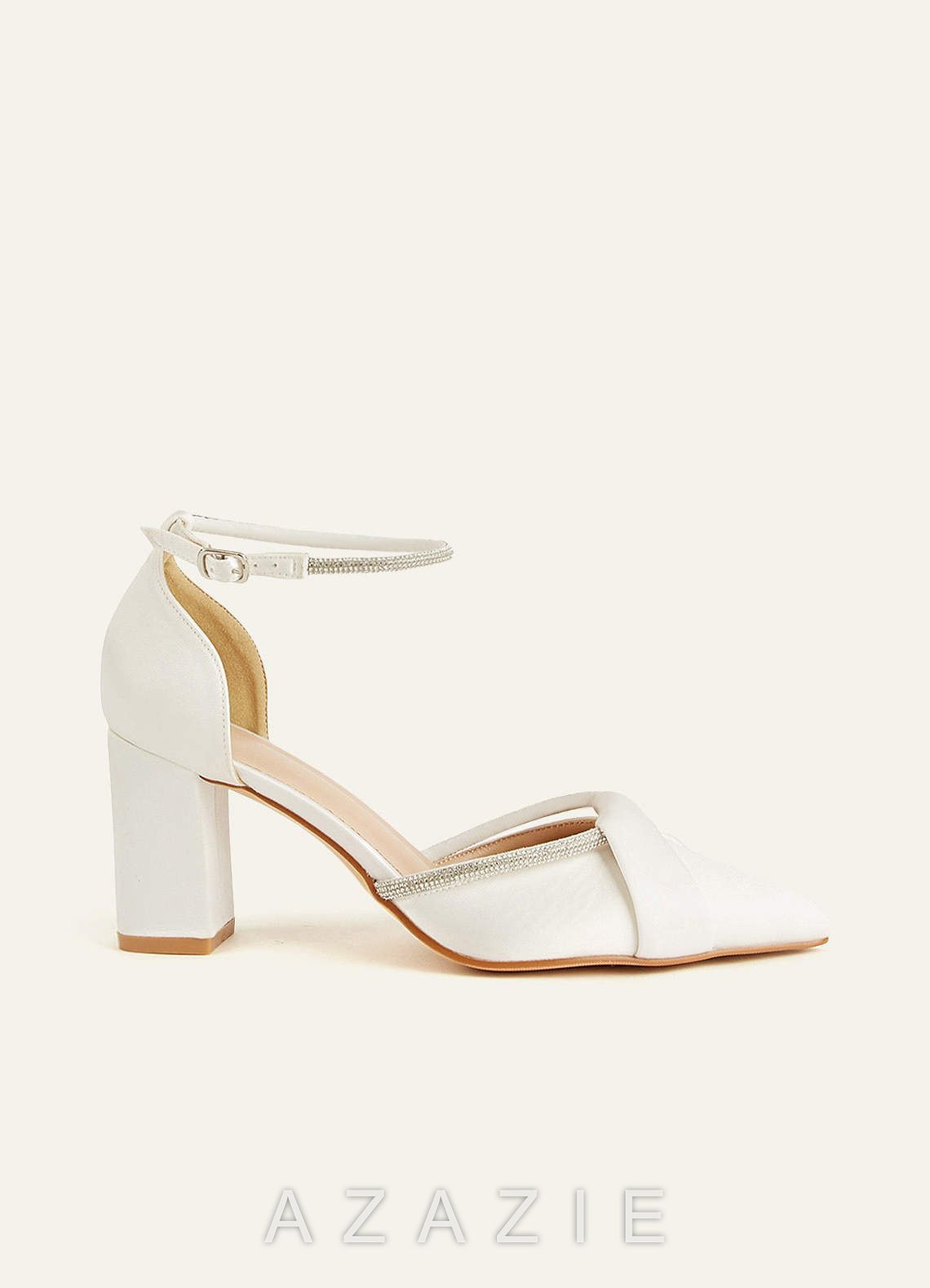 Rhinestone Strap Pointed Toe Block Heels