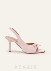 Handcrafted Bow Open Toe Slingback Heels