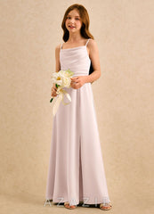 Azazie Chamomile Girls Formal Blushing Pink A-Line Pleated Stretch Satin Dress blushing_pink