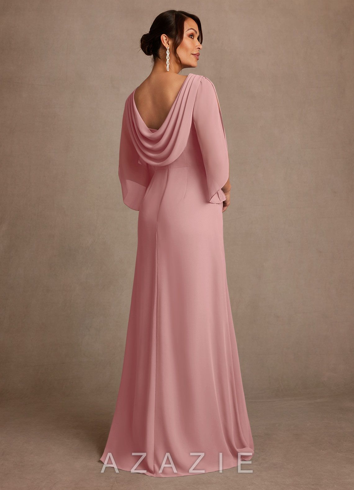 Azazie Anaheim Dusty Rose A-Line Pleated Chiffon Dress dusty_rose