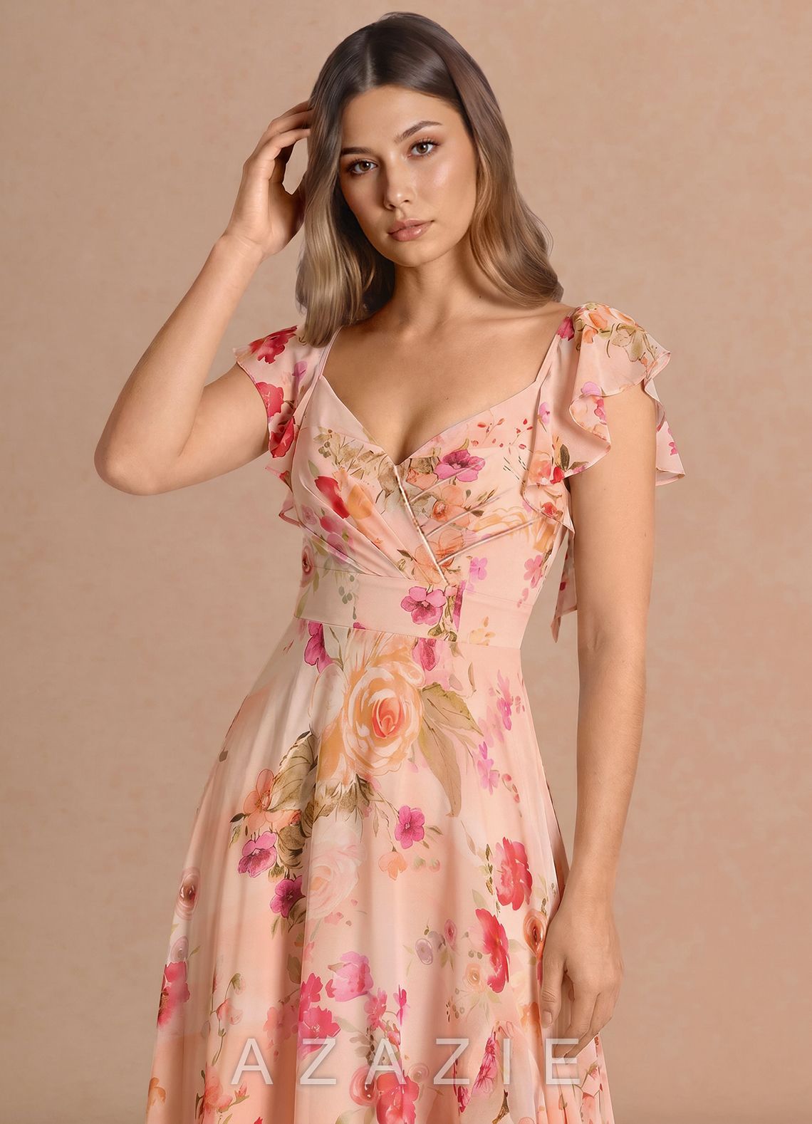 Romilly {color} Midi Dress  sp_abstract_bouquet_floral_#111401