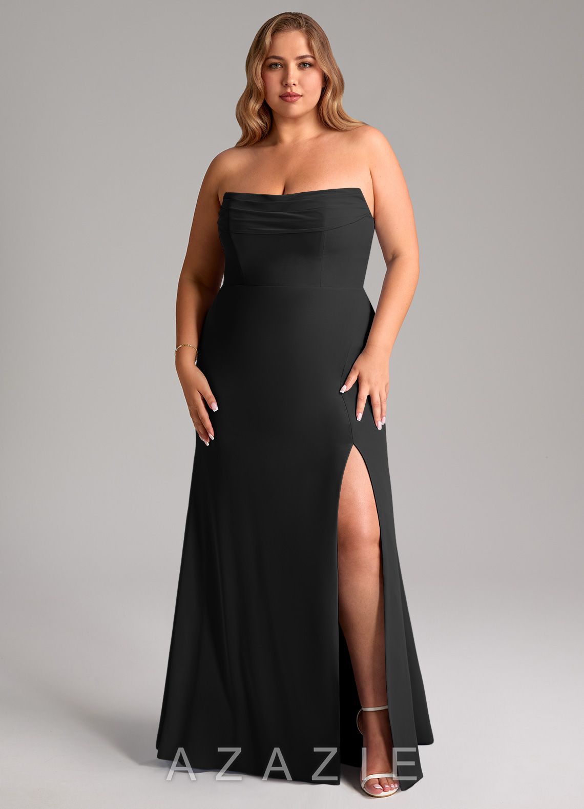 Azazie Saige Black A-Line Off the Shoulder Chiffon Convertible Dress black