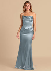 Azazie Sorrel Dusty Blue Mermaid Corset Metallic Satin Convertible Dress dusty_blue