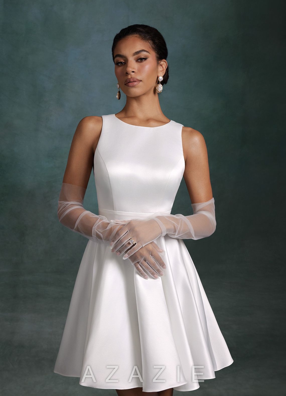 Azazie Alanna Diamond White A-Line Satin Dress diamond_white