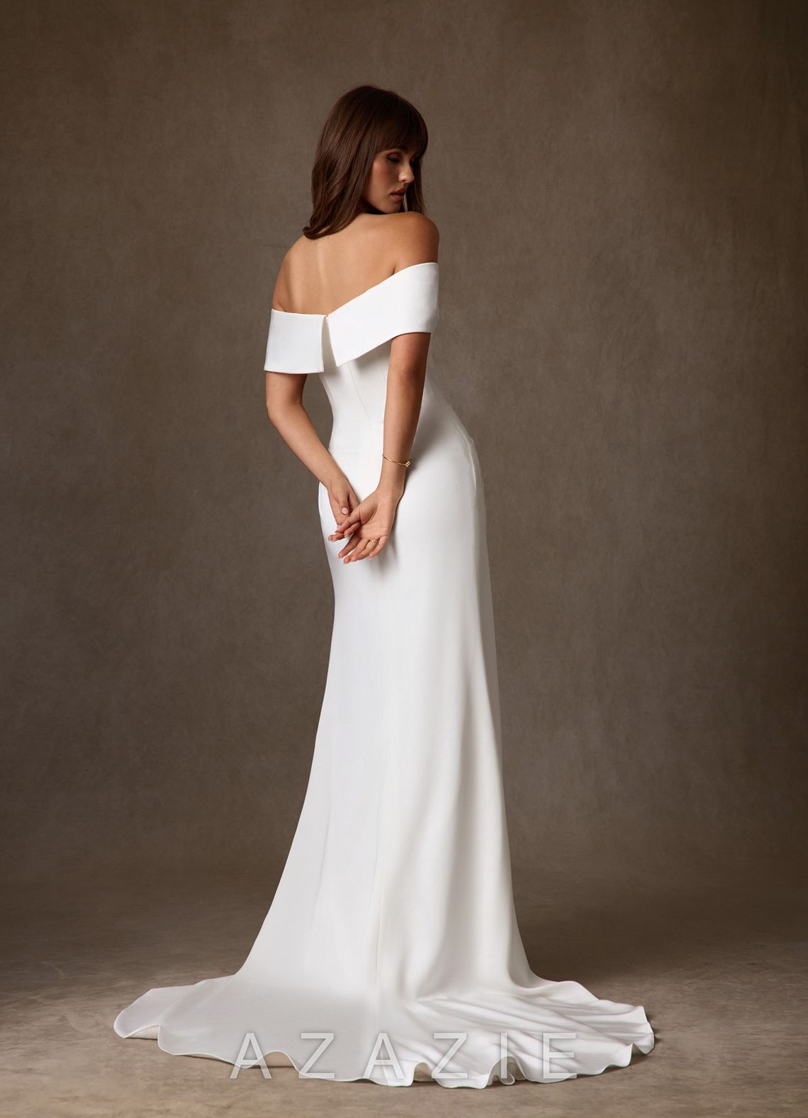 Azazie Chandler Diamond White Sheath Crepe Back Satin Dress diamond_white