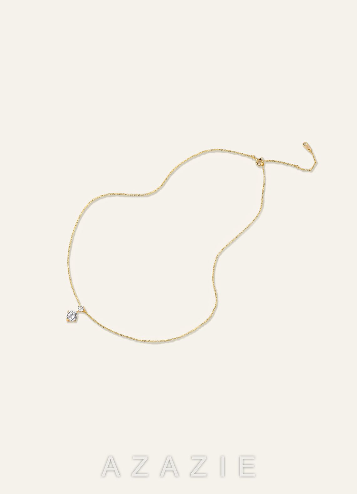 Double Crystal Pendant Necklace  gold