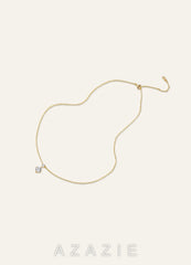 Double Crystal Pendant Necklace  gold