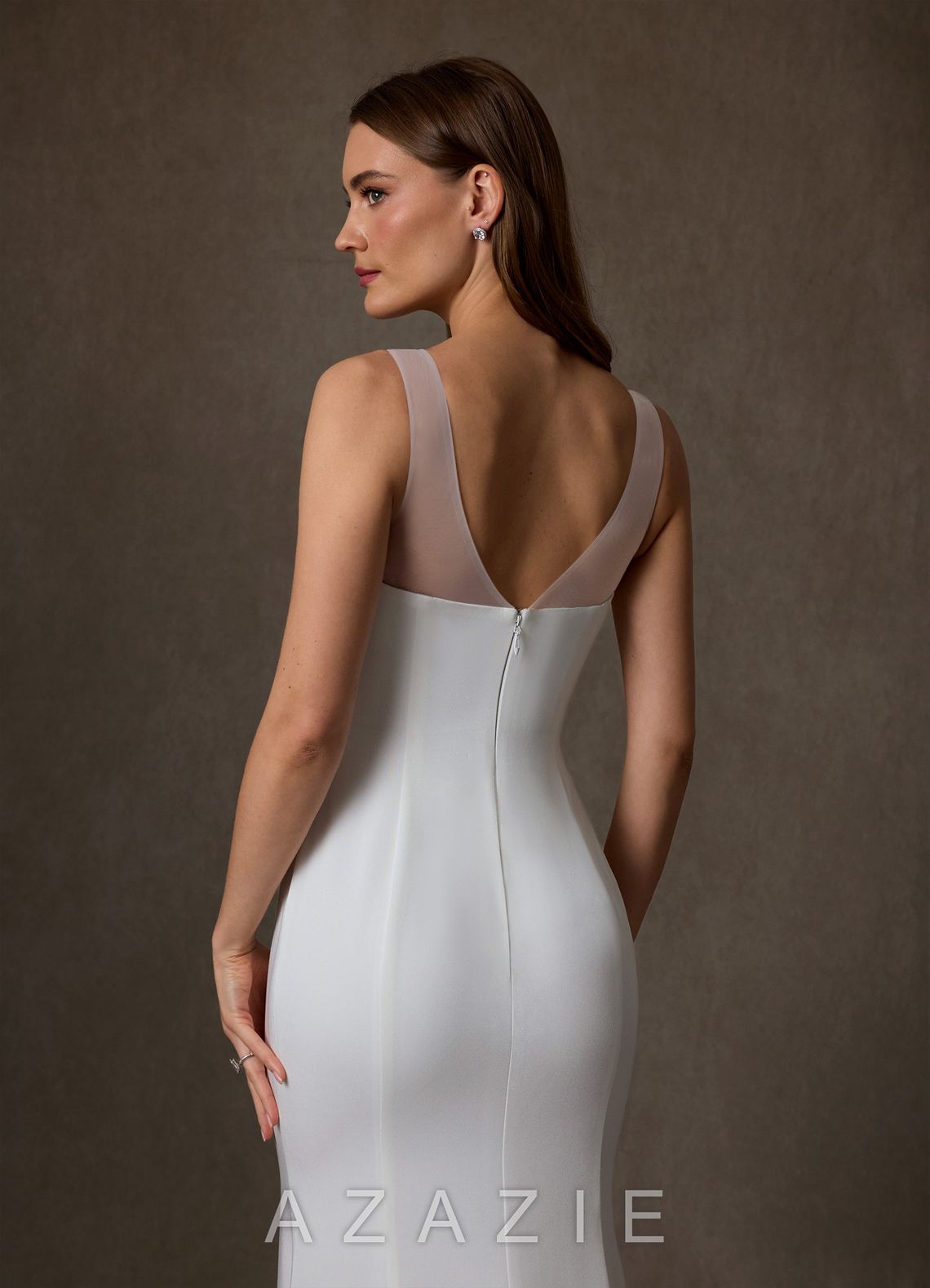 Azazie Naia Diamond White Mermaid Crepe Back Satin Dress diamond_white
