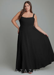 Azazie Shaude Black A-Line Pleated Chiffon Dress black