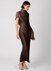 Crystle {color} 100% Washable Silk Maxi Dress  espresso
