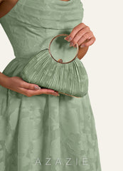 Matching Color Floral Burnout Pleated Handbag