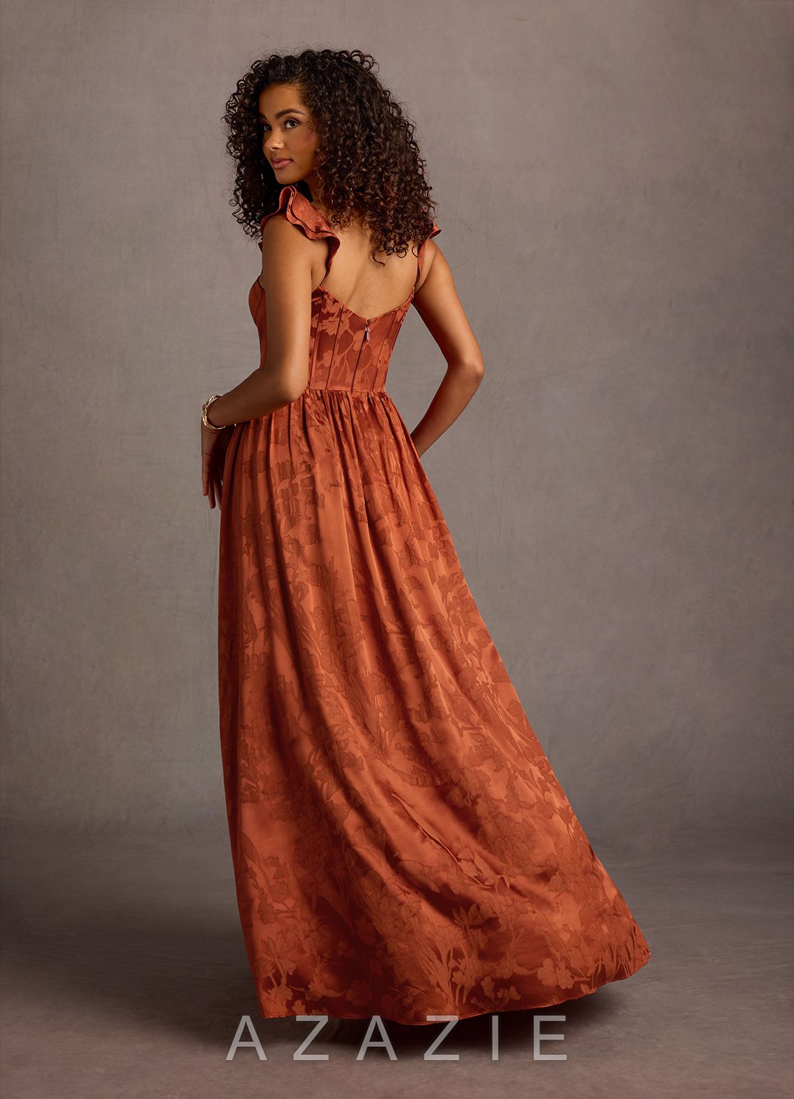 Jianna {color} Flutter Sleeves Maxi Dress  sp_rust_#bm134263