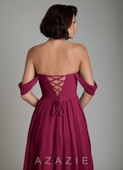 Azazie Loisa Burgundy A-Line Corset Chiffon Convertible Dress burgundy