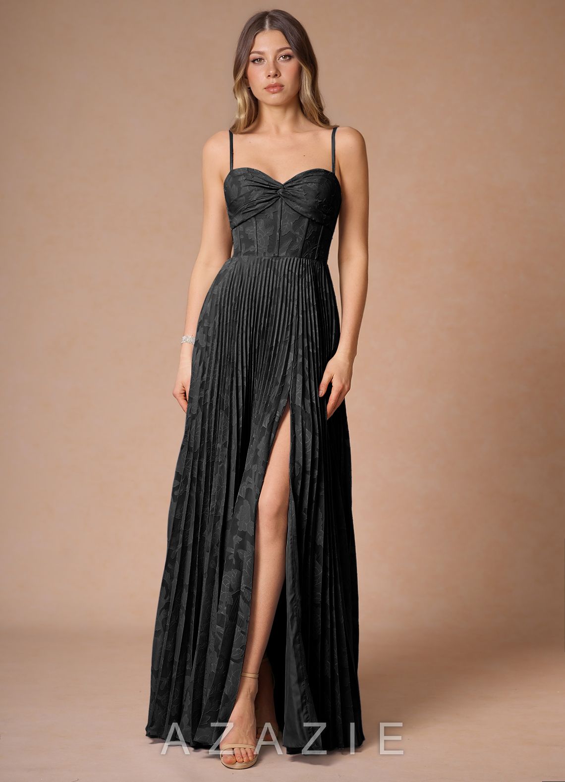 Akiko {color} Pleated Maxi Dress  black