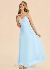 Azazie Tenzly Junior Sky Blue A-Line Pleated Chiffon Dress sky_blue