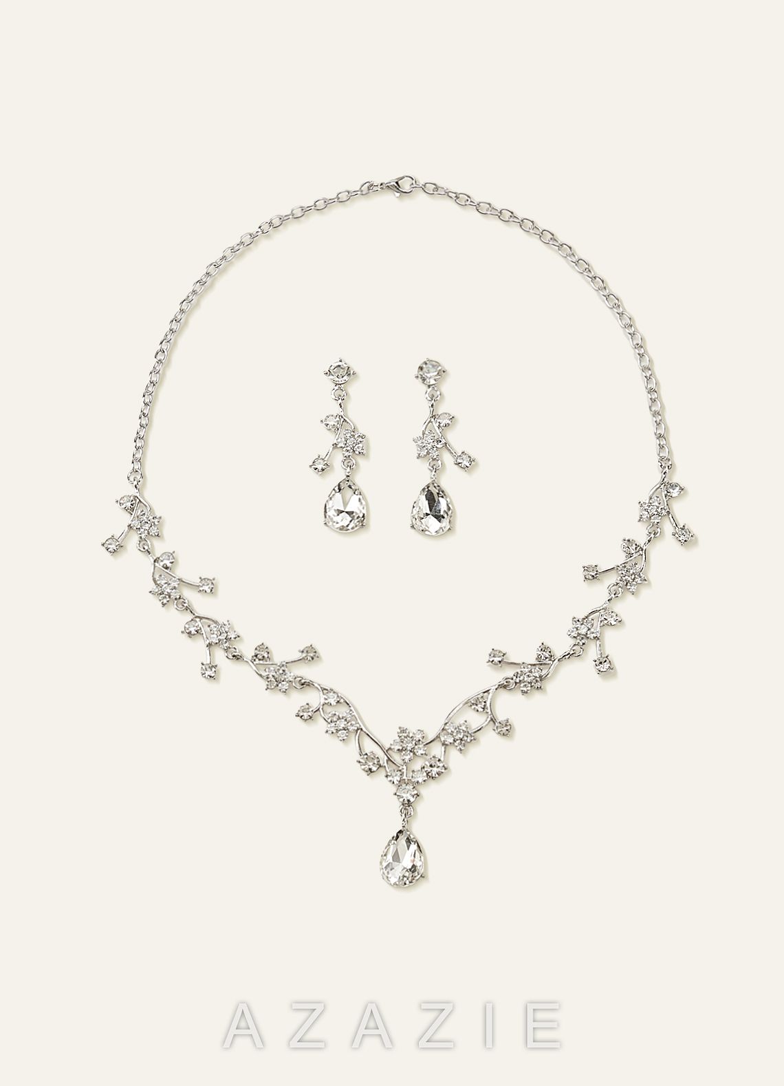 Crystal Rhinestone Necklace and Earrings Set