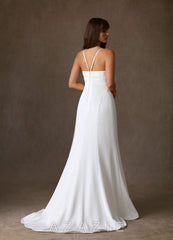 Azazie Tara Diamond White A-Line Crepe Back Satin Dress