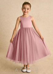 Azazie Solia Dusty Rose Ball-Gown Bow Tulle Dress dusty_rose