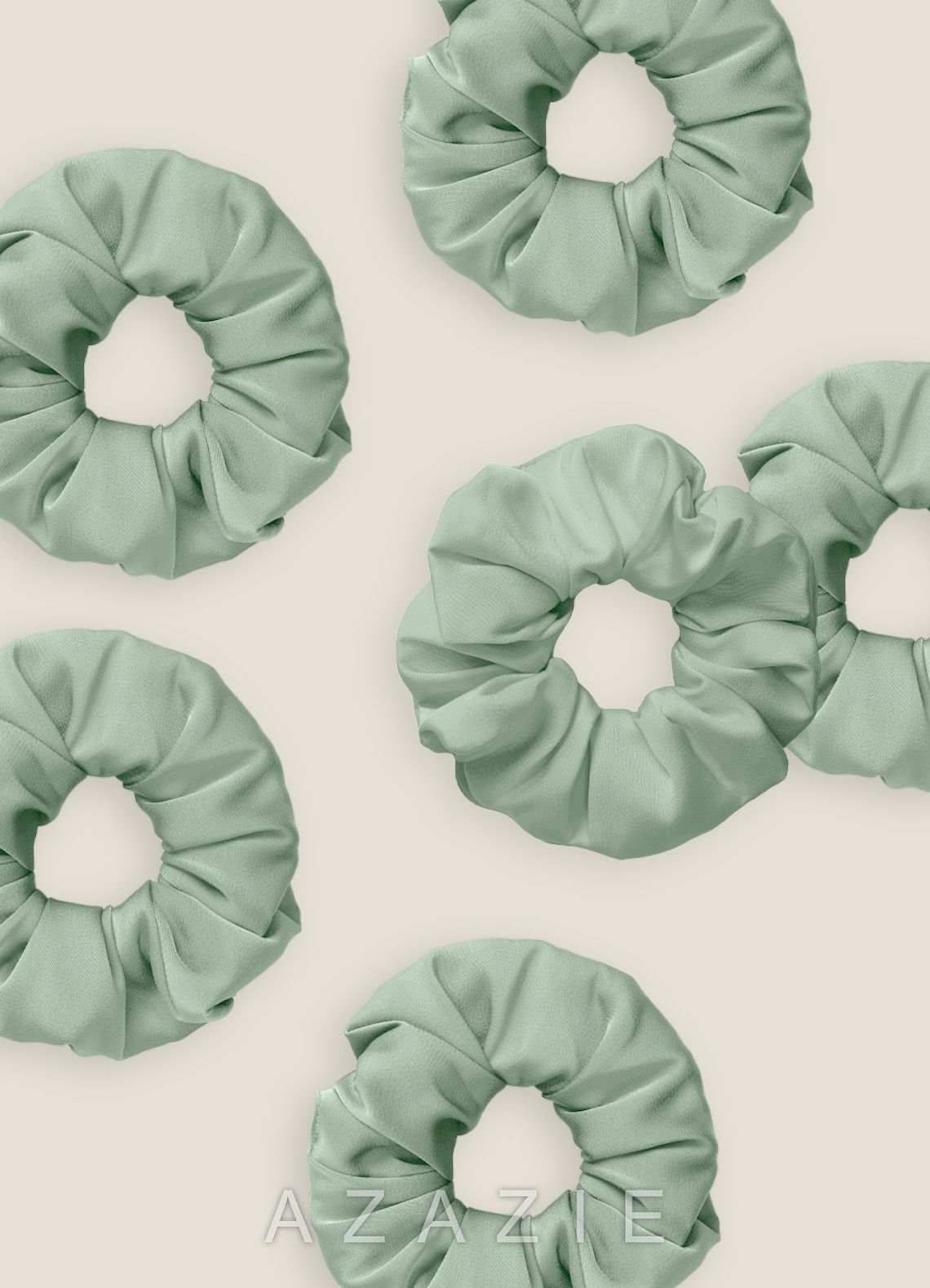 Matching Color Six-Piece Bridesmaid Stretch Satin Over Size Scrunchie Set