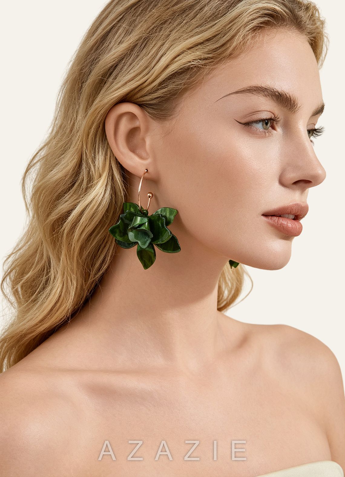 Minimalist Acetate Flower Earrings  green