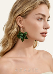 Minimalist Acetate Flower Earrings  green
