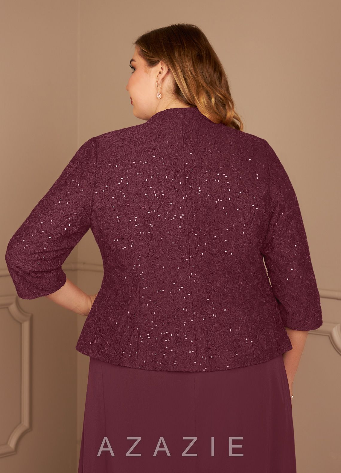 Azazie Cornelia Cabernet Sheath Square Neckline Sequins Chiffon Dress cabernet
