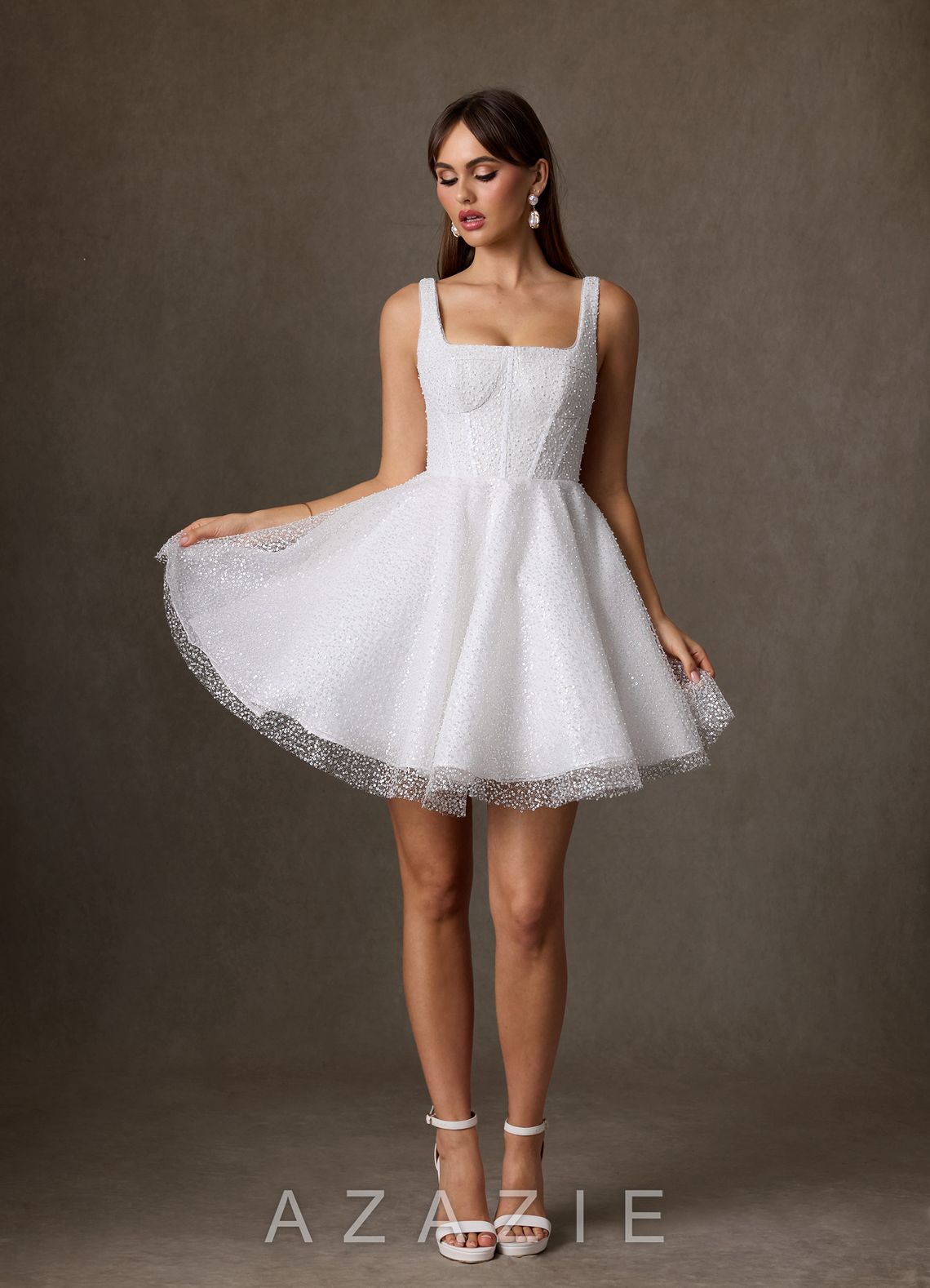 Azazie Avita Diamond White A-Line with Pockets Beading Dress diamond_white