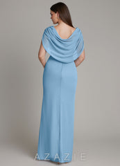 Azazie Hadley Steel Blue Mermaid Pleated Chiffon Dress steel_blue