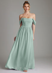 Azazie Caterina Agave A-Line Corset Chiffon Dress