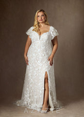 Azazie Vivienne Diamond White A-Line Sweetheart Lace Dress diamond_white