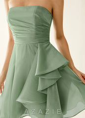 Nadine Sage Satin Faced Chiffon Ruffled Mini Dress