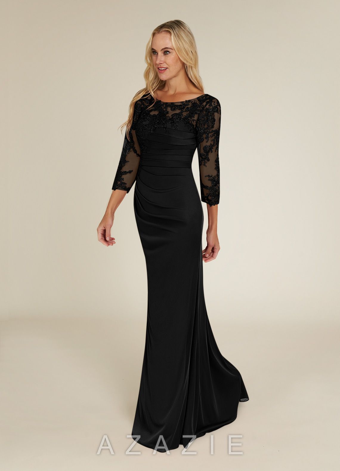 Azazie Alisondra Black Sheath Scoop Lace Lace Dress black