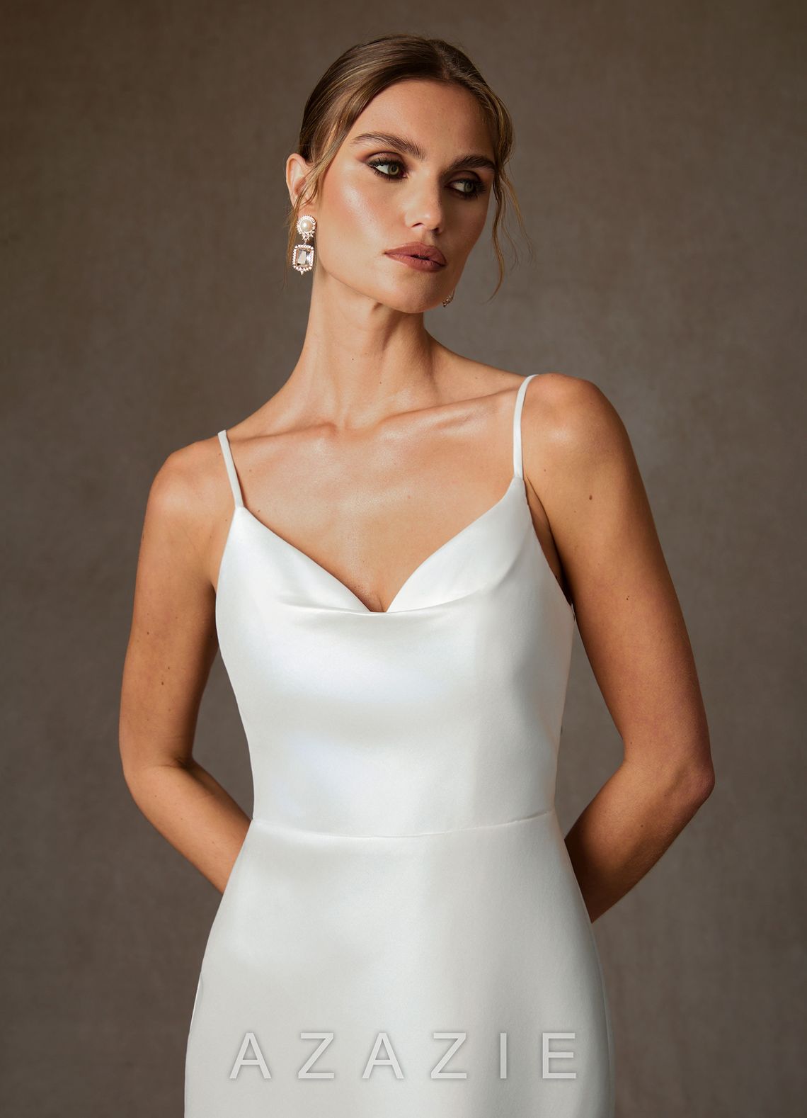 Azazie Moriah Diamond White Sheath Stretch Mikado Dress diamond_white