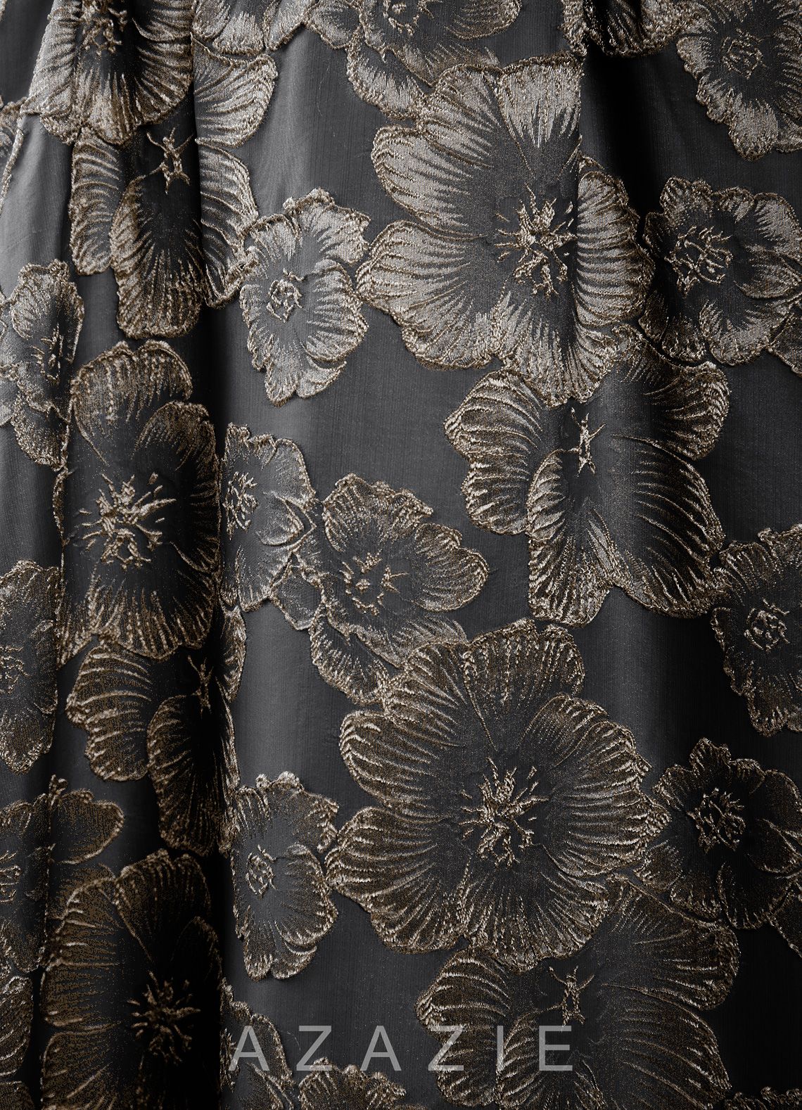 Cimaya Black Square-Neck Jacquard Prom Dress