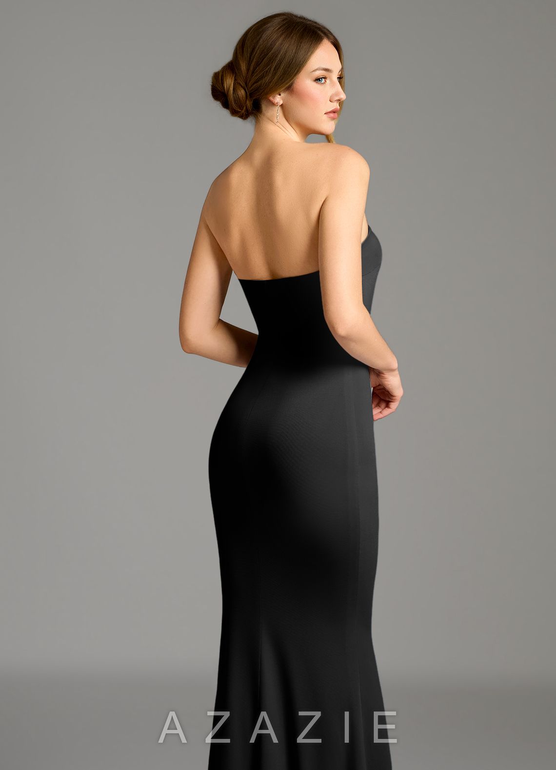 Azazie Shaniya Black Mermaid Strapless Premium Stretch Jersey Dress black