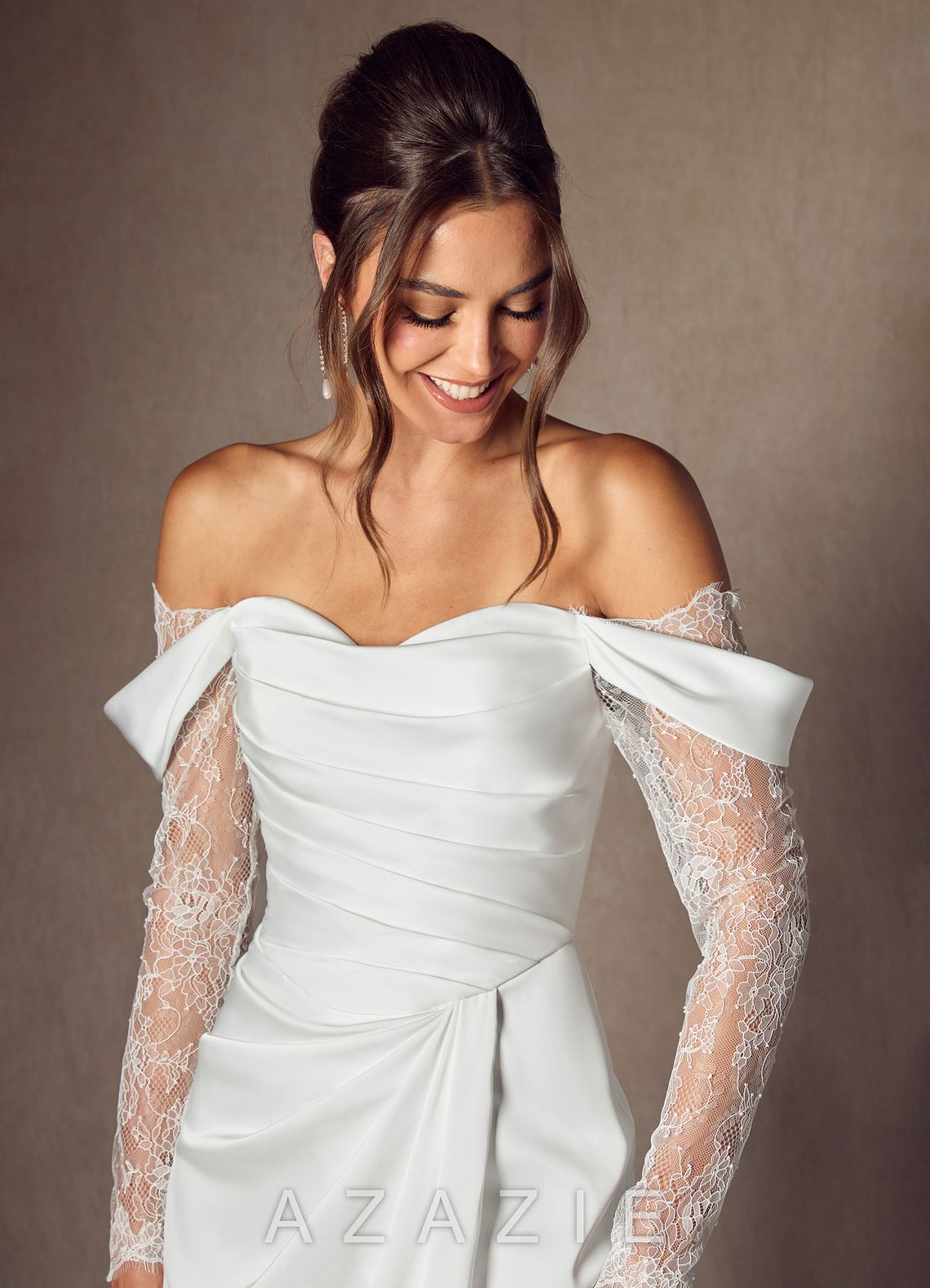 Azazie Alexa Diamond White A-Line Sweetheart Neckline Lace Dress