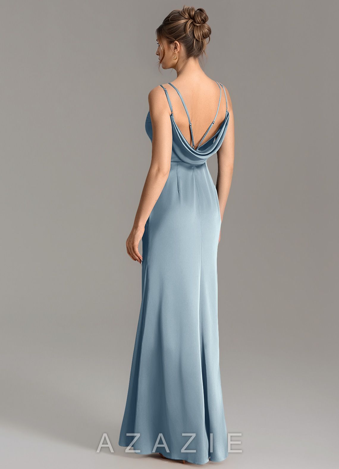 Azazie Egypt Dusty Blue Mermaid Sweetheart Neckline Stretch Satin Dress dusty_blue
